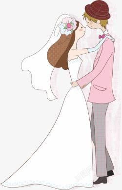 浪漫婚纱照卡通新娘新郎高清图片