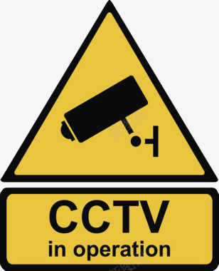 cctv拍摄三角形黄色警告牌实物图标图标