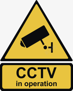 CCTV摄像头cctv拍摄三角形黄色警告牌实物图标高清图片