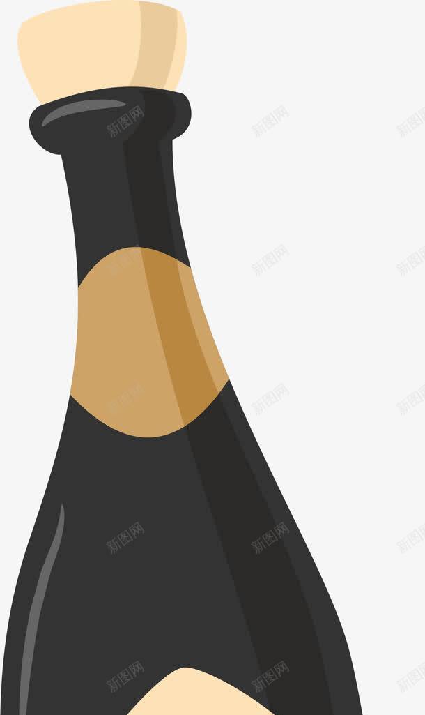 卡通黑色红酒香槟png免抠素材_新图网 https://ixintu.com 2018 卡通 喜庆 新年庆祝 红酒 香槟