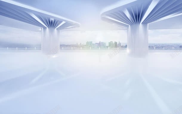 手绘蓝色大气的建筑物jpg设计背景_新图网 https://ixintu.com 大气 建筑物 蓝色