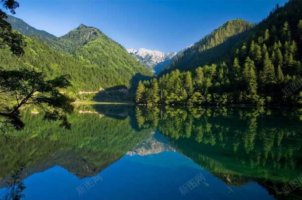 蓝天白云树林河流jpg设计背景_新图网 https://ixintu.com 树林 河流 白云 蓝天