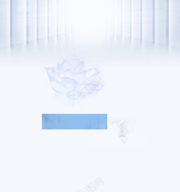 蓝色手绘荷花白色走廊海报背景背景