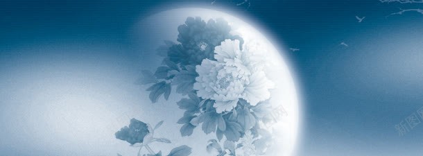 月亮背景jpg设计背景_新图网 https://ixintu.com 中秋节海报 花朵 蓝色底纹