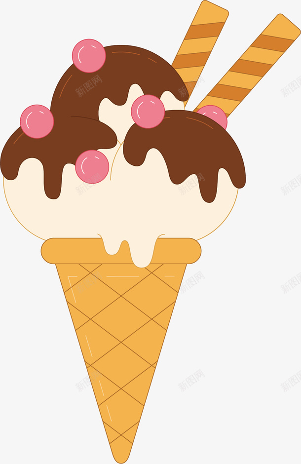 快融化的冰淇淋矢量图ai免抠素材_新图网 https://ixintu.com 冰淇淋 可口美味 奶油 巧克力 甜食 糖果 蛋卷 矢量图
