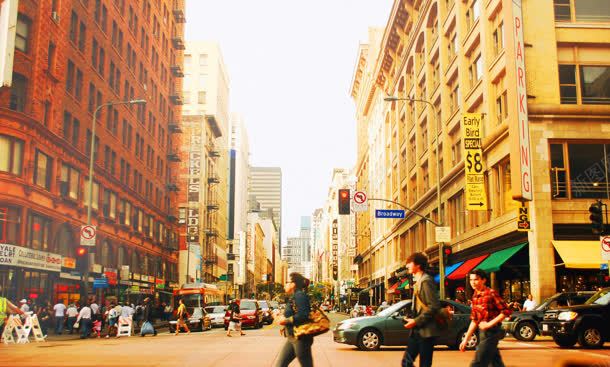 人来人往的城市街道海报背景背景