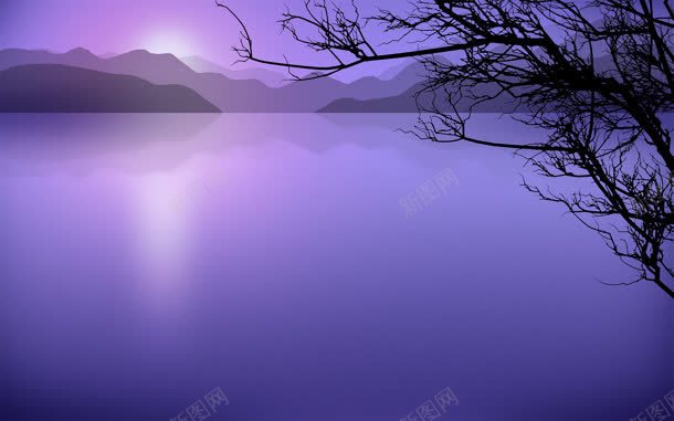 手绘壁纸紫色光线湖面jpg设计背景_新图网 https://ixintu.com 光线 壁纸 湖面 紫色
