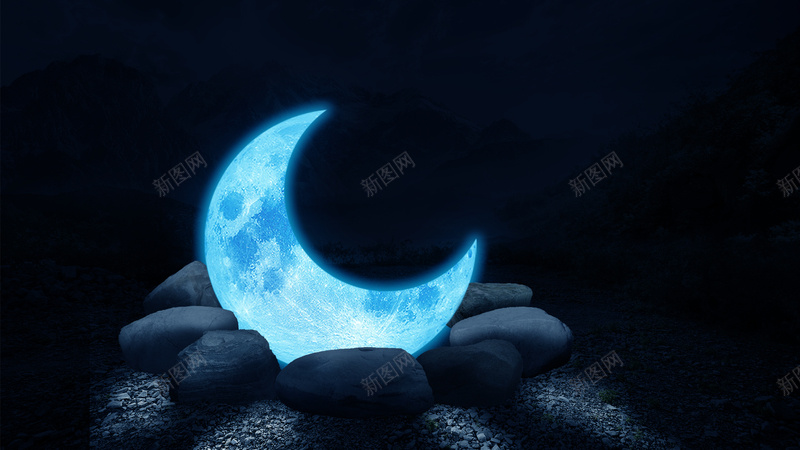 坠落的月光jpg设计背景_新图网 https://ixintu.com 坠落 夜色 月亮 月光