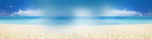 蓝色天空沙滩背景banner背景