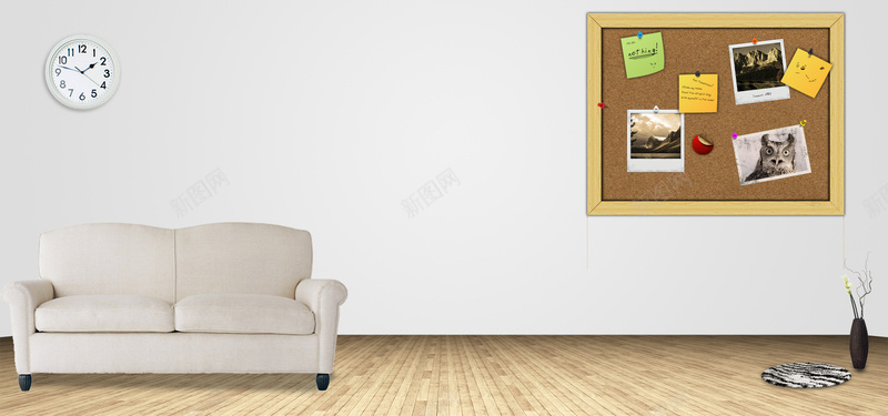 清新简洁居室室内照片墙电商海报背景图背景