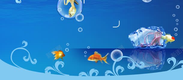 海底背景jpg设计背景_新图网 https://ixintu.com 天猫化妆品广告 气泡 清新 环保 蓝色 鱼儿