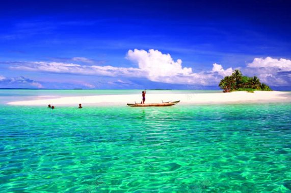 夏季沙滩海面蓝天白云海报背景背景