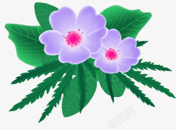 手绘小清新装饰紫色花卉元素素材