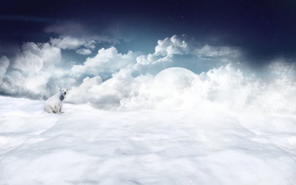 洁白云朵上的小狗海报背景背景