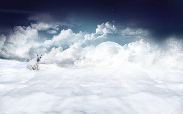 洁白云朵上的小狗海报背景jpg设计背景_新图网 https://ixintu.com 云朵 洁白 海报 背景