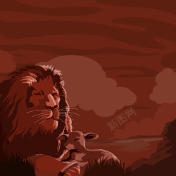 动物头底纹狮子油画高清图片