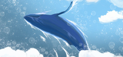 鲸鱼飞翔云端的鲸鱼banner高清图片