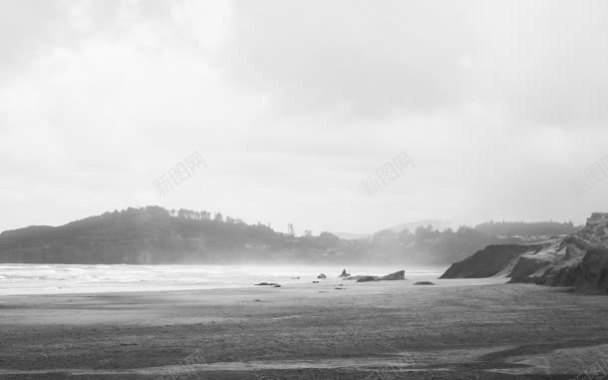 黑白岩石小河远方背景