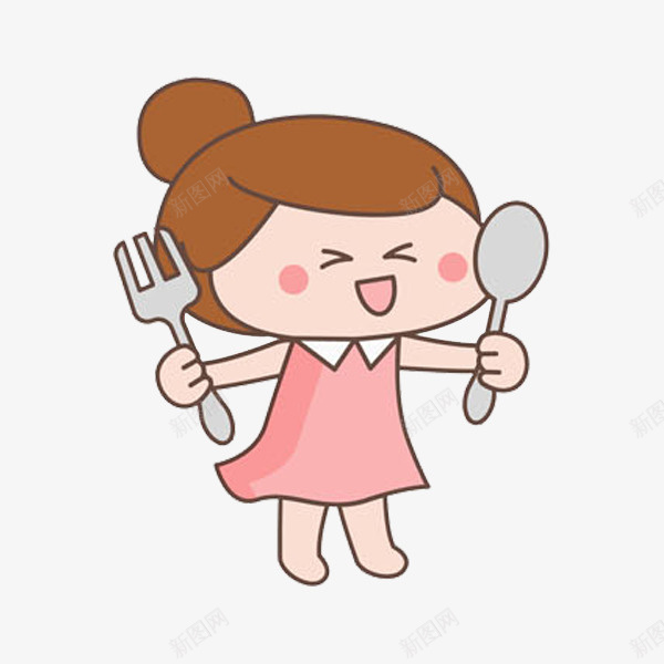 拿刀叉的女孩png免抠素材_新图网 https://ixintu.com 刀叉图案 勺子 叉子 可爱的 呆萌的 小女孩 漂亮的