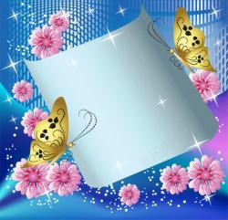 星光点缀花朵形状卡片蝴蝶鲜花背景高清图片