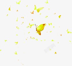 黄色蝴蝶卡通背景七夕素材