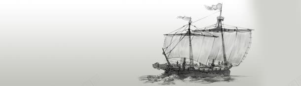 手绘海盗船banner创意jpg设计背景_新图网 https://ixintu.com 小清新 环保 纯色 色彩 风景