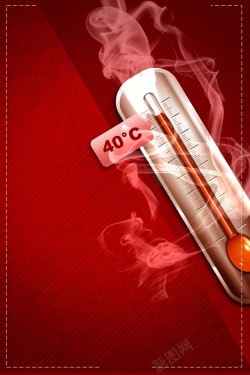 防暑降温简约创意红色预警高温预警海报高清图片