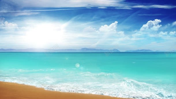 蓝色天空海面沙滩背景背景