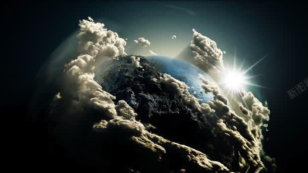 云层包裹的地球海报背景背景