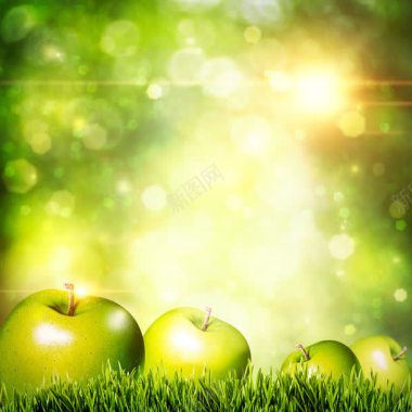 绿色清新背景与苹果背景