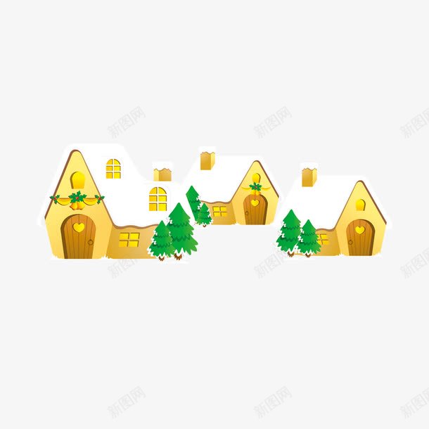 小房子png免抠素材_新图网 https://ixintu.com 下雪 下雪小房子 圣诞房子 圣诞树 圣诞节 小房子 平面设计 房子 房屋