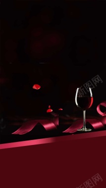 红酒黑色经典奢华高端H5背景背景