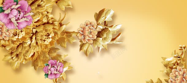 电视背景墙奢华牡丹背景bannerjpg设计背景_新图网 https://ixintu.com banner 奢华 牡丹 电视 背景 背景墙