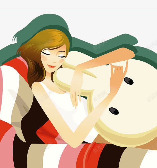 装饰插图抱着兔子睡着的金发美女png免抠素材_新图网 https://ixintu.com 一个人 抱着兔子 睡着的女人 睡觉 装饰插图