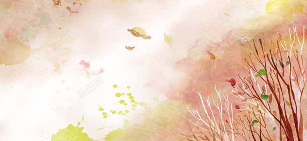 卡通手绘简约落叶背景bannerjpg设计背景_新图网 https://ixintu.com banner 卡通 手绘 简约 背景 落叶