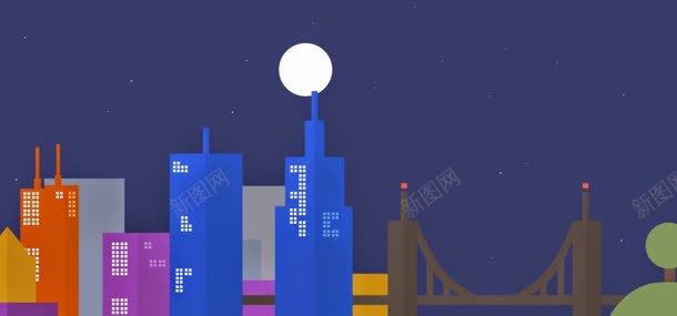 夜晚城市背景jpg设计背景_新图网 https://ixintu.com 城市 夜晚 天空 月亮