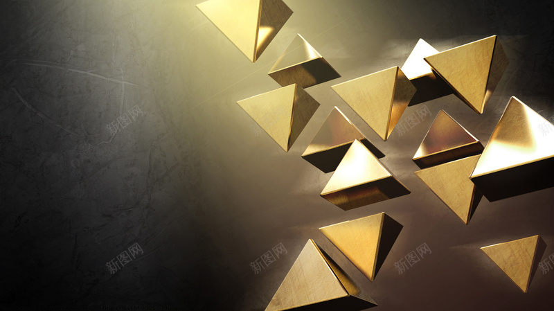 三角形艺术模型3D立体背景图jpg设计背景_新图网 https://ixintu.com 3D 三角形 几何 商务 大气 科幻 科技 立体效果 艺术模型 金属质感 金黄色