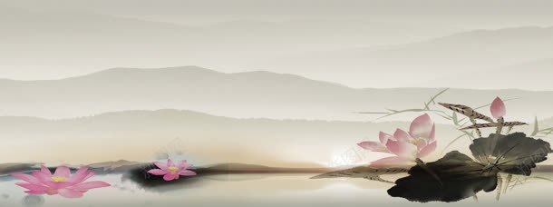 水墨花卉背景