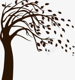 秋天落叶的树插图素材