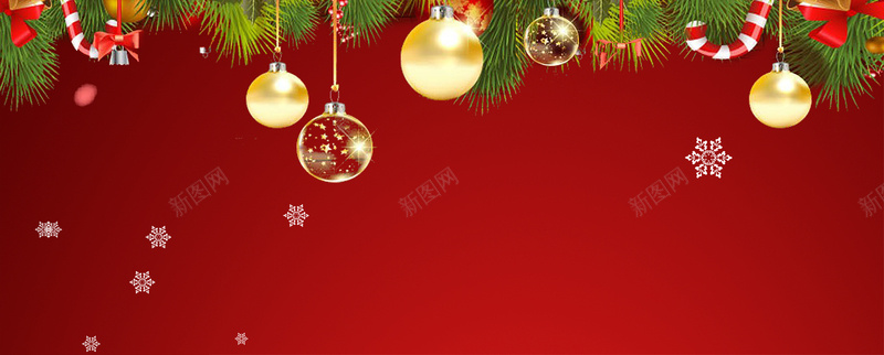 圣诞节铃铛红色banner背景