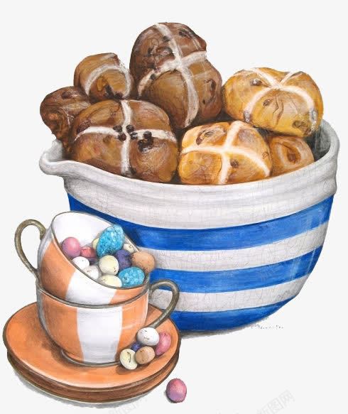 甜品面包png免抠素材_新图网 https://ixintu.com 彩铅画 欧洲风 盘子 装饰 陶瓷