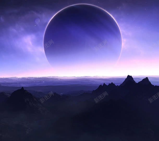海面上的紫色月亮png免抠素材_新图网 https://ixintu.com 月亮 海面 紫色