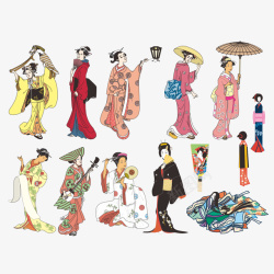 传统日本女人矢量图素材