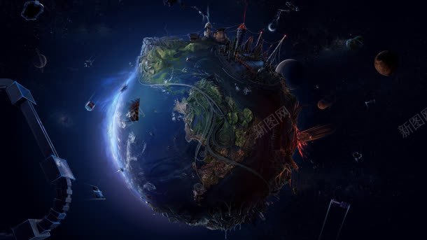 梦幻宇宙中的地球海报背景jpg设计背景_新图网 https://ixintu.com 地球 宇宙 梦幻 海报 背景