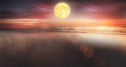 夜晚环境音夜晚月亮海面天空环境渲染高清图片