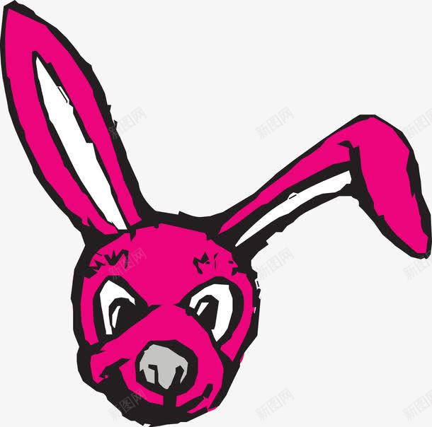 粉红色的兔子头png免抠素材_新图网 https://ixintu.com 兔子 动物 可怕 头 红色 耳朵