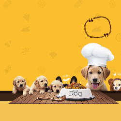 宠物促销可爱小狗宠物狗粮黄色简约主图高清图片