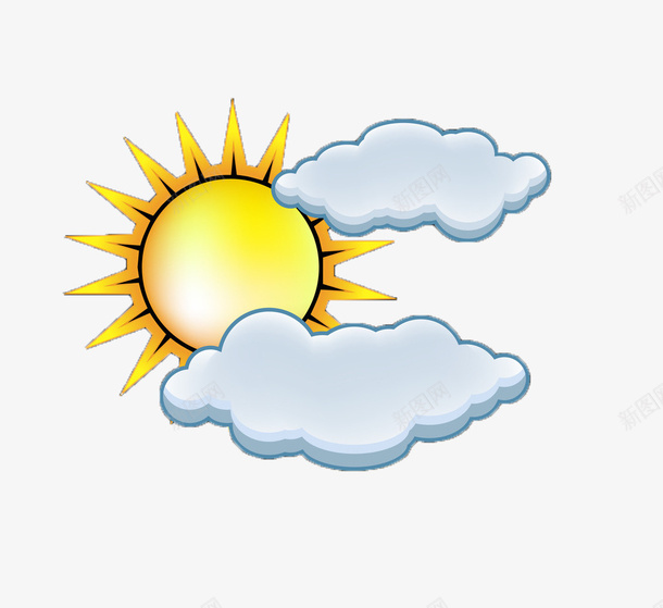 太阳云朵天气图标psd_新图网 https://ixintu.com 云朵 卡通 天气图标 太阳 风雨气温图