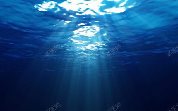 蓝色水面下的光线海报背景背景