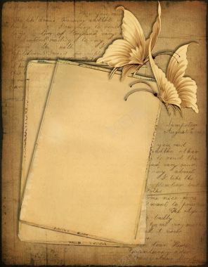 蝴蝶与复古纸张背景